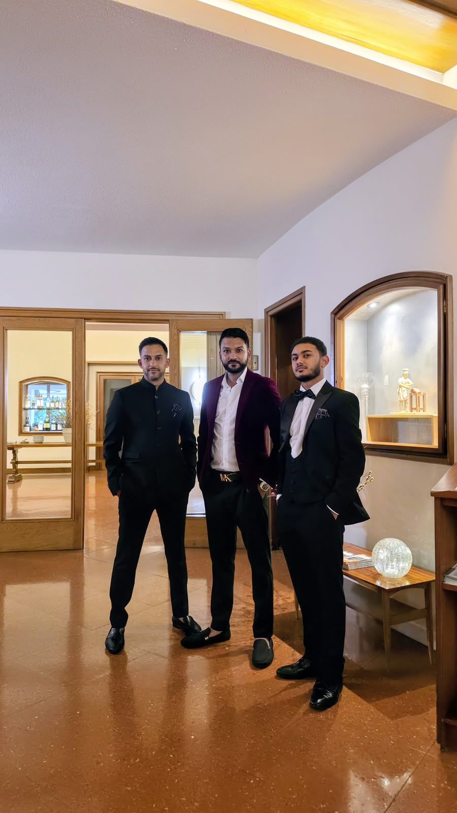 Niral alongside DJ MK and DJ Avi before a wedding reception